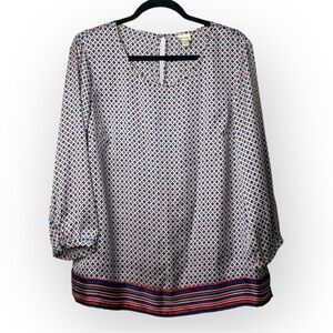 Merona Long Sleeve Patterned Blouse XL